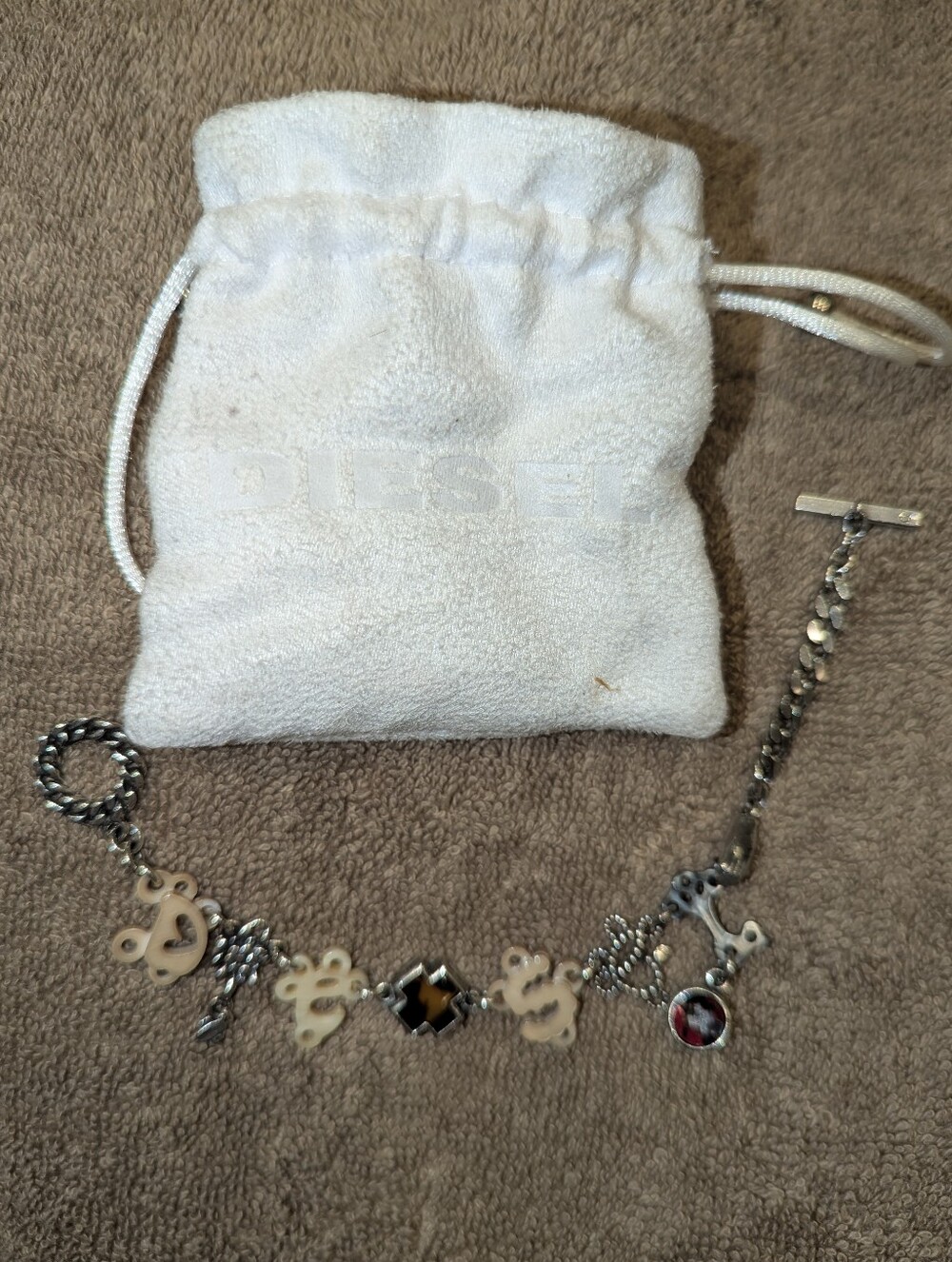 Diesel Vintage Sterling Silver Charm Bracelet